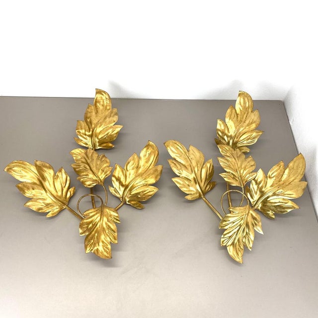 Article: wall light with leaves, set of 2 origin: italy age: 1980. this modernist light set was produced in italy in the...