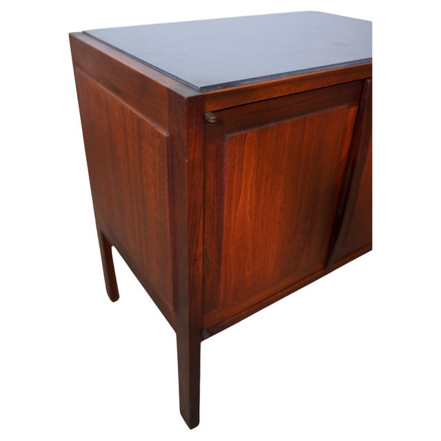 Jack Cartwright Walnut Nightstand With Slate Top, Mid-Century Modern Side Table For Sale - Image 9 of 11