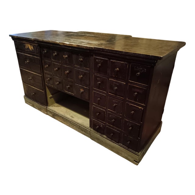 Pharmacy Display Cabinet and Drawer Counter, Late 19th Century For Sale