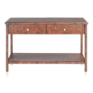 Tudor 2 Drawer 1 Shelf Console Table - Dark Brown/Gold