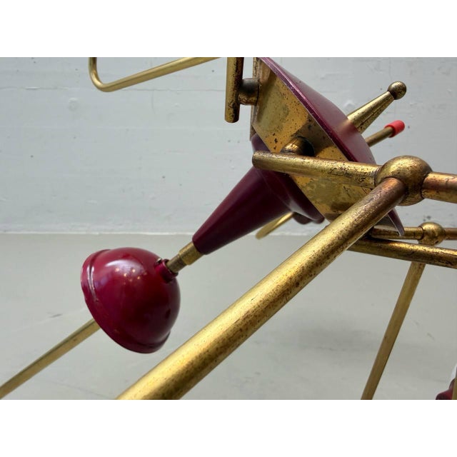 Sputnik Ceiling Light with Brass Frame and Opal Glass, 1950s For Sale - Image 10 of 13