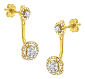 14K Yellow Gold Plated .925 Sterling Silver 5/8 Cttw Diamond Removable Stud and Dangle Earrings (I-J Color, I2-I3)