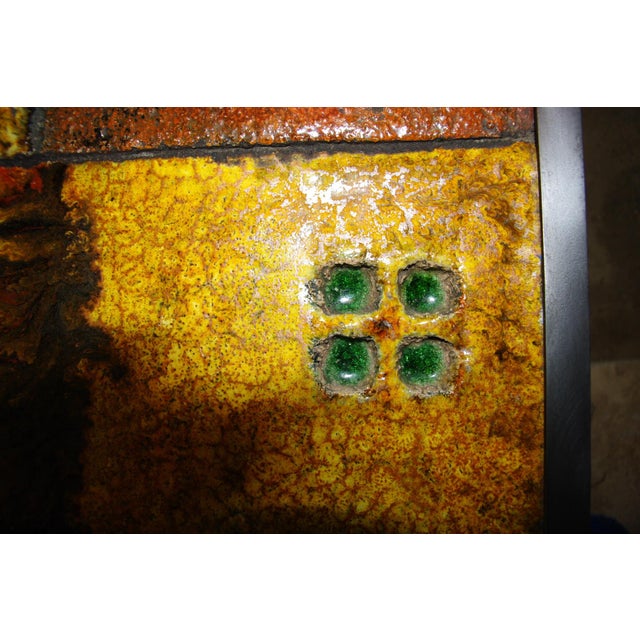 Coffee Table in Enameled Lava Stone attributed to the Cloutier Brothers, 1950 For Sale - Image 6 of 14