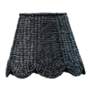 14" Scalloped Lamp Shade in Black Seagrass For Sale