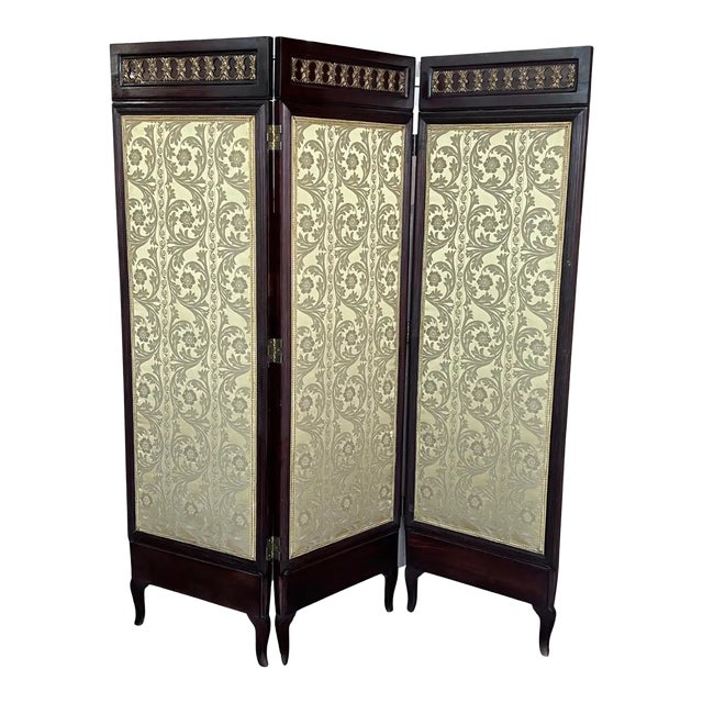 French Empire Mahogany 3-Fold Screen With Bronze Mounts For Sale