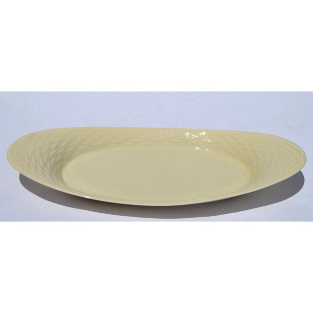 1960s Mid-20th Century Lenox Special Oval Platter Basket Weave Pattern Fine Ceramic Ivory Porcelain For Sale - Image 5 of 14