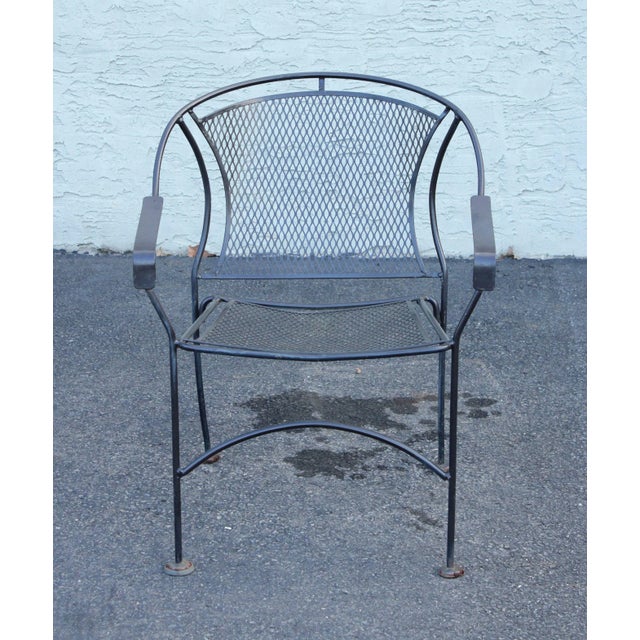 Vintage Set of Four Wrought Iron Patio Dining Chairs For Sale - Image 9 of 12