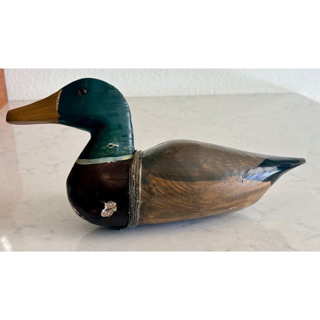 Early 20th Century Folk Art Hand Carved Wooden Mallard Duck Decoy For Sale - Image 12 of 12