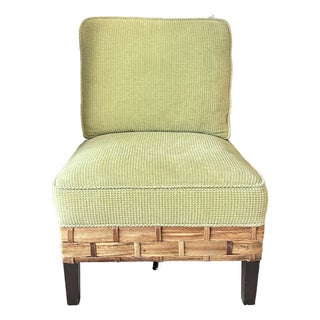 Palecek Woven Rattan Lounge Chair With Matching Ottoman For Sale