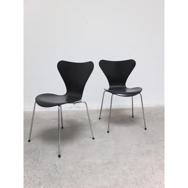Vintage Black Series 7 Chairs by Arne Jacobsen for Fritz Hansen, 1955, Set of 4 For Sale - Image 13 of 18