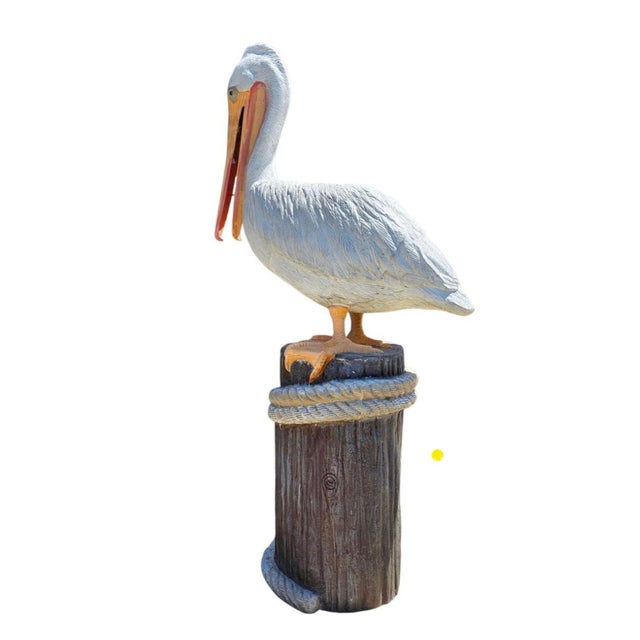 Monumental Aluminum, rust-free, Large Nautical Pelican on piling coastal statue. Intricate details all around; it weighs...