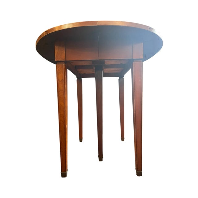 Vintage John Widdicomb Mid-Century Modern Petite Drop-Leaf Dining Table, Seats 10, Four Leaves With Original Storage Box For Sale - Image 12 of 12