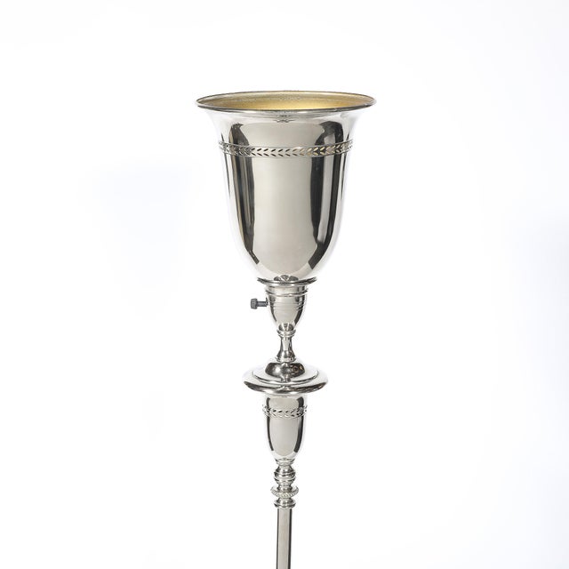 Classical Hollywood Regency Silvered Bronze Torchiere For Sale - Image 4 of 18