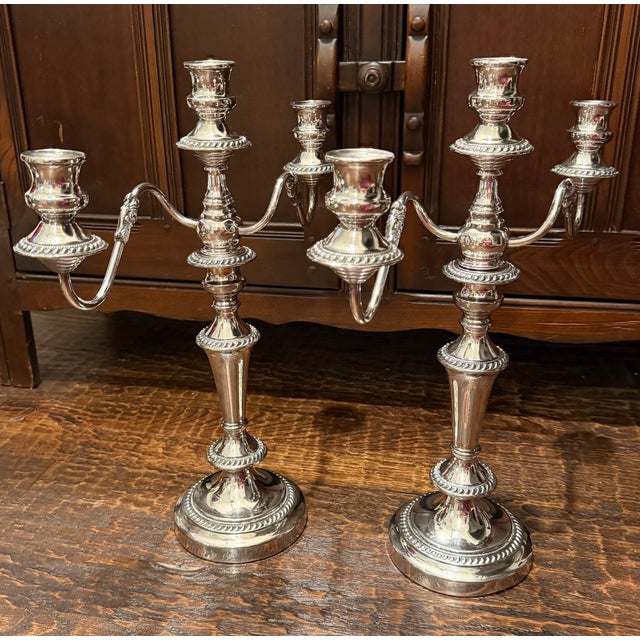 Pair of George III Old Sheffield Plate Three-Light Candelabra, Early 19th Century For Sale - Image 15 of 18