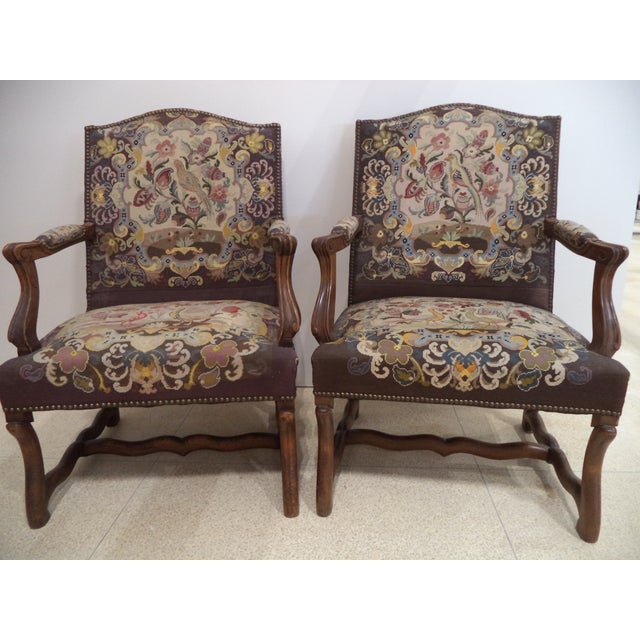 Antique French Needlepoint Chairs A Pair Chairish