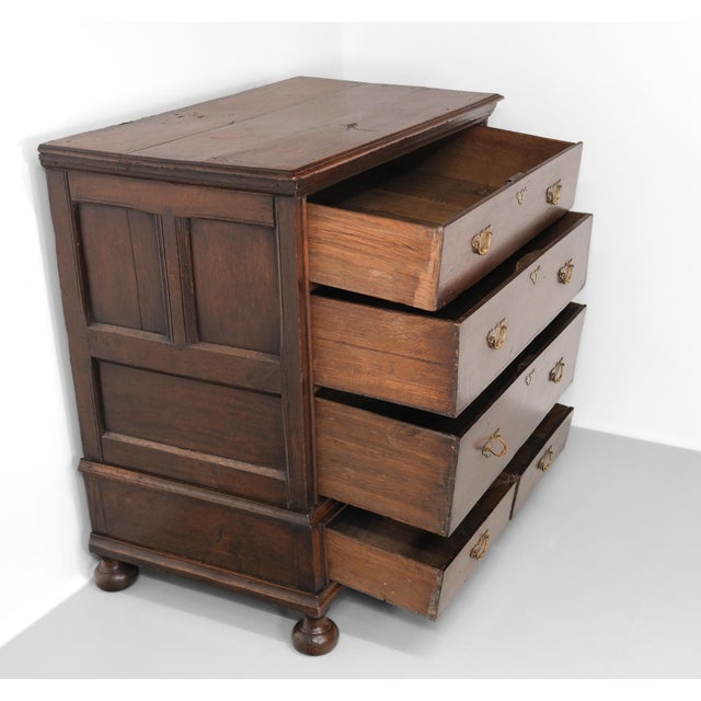 Brown Antique William and Mary Jacobean Joined Oak Provisional Chest of Drawers, 1690 For Sale - Image 8 of 18