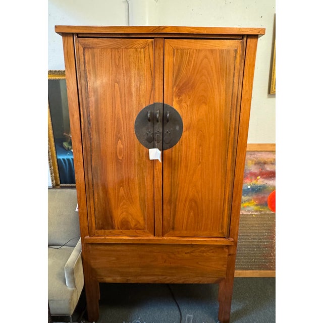 Wood Qing Dynasty Elmwood Wedding Cabinet, Antique For Sale - Image 7 of 13