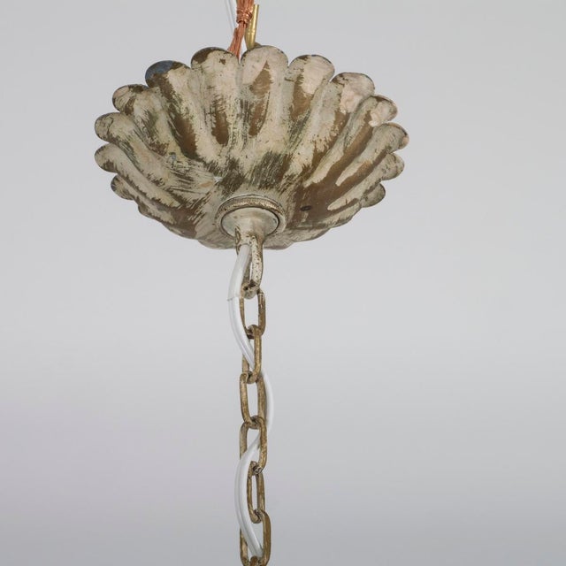 Italian Painted tole floral motif chandelier For Sale - Image 3 of 11