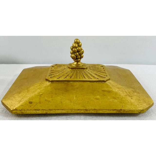 Vintage Gilded Metal Jewelry or Storage Box For Sale - Image 9 of 11
