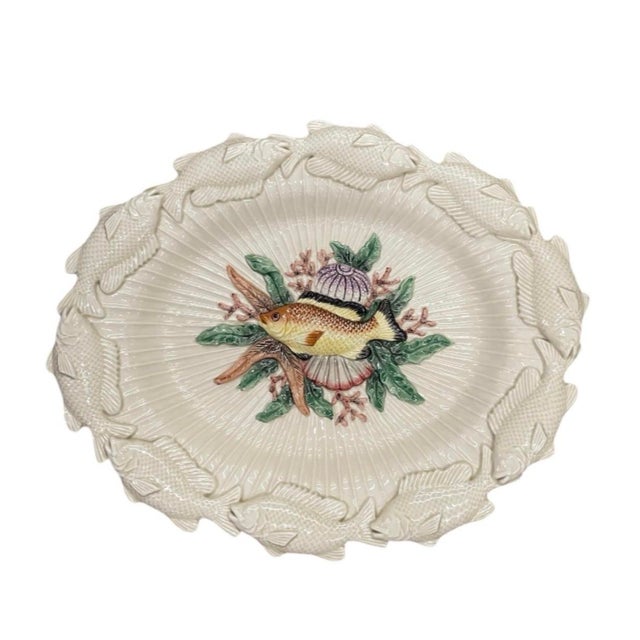 Vintage 1986 Fitz & Floyd Ceramic Ocean Life Relief Platter Bowl For Sale In West Palm - Image 6 of 12