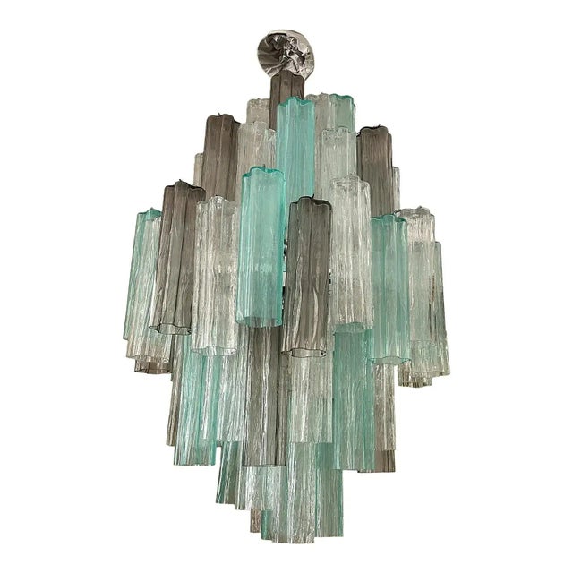 Blue Green and Smoked Tronchi Murano Style Glass Chandelier by Simoeng For Sale - Image 8 of 8