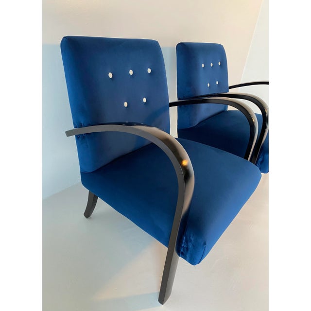 Set of Italian Art Deco Blue Armchairs, 1930s For Sale - Image 4 of 10
