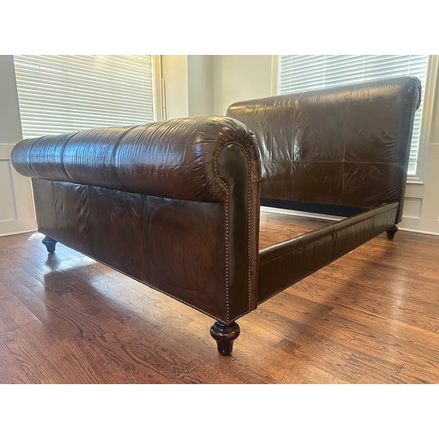 Traditional Ralph Lauren Home Jamaica Bed, Leather King For Sale - Image 3 of 17