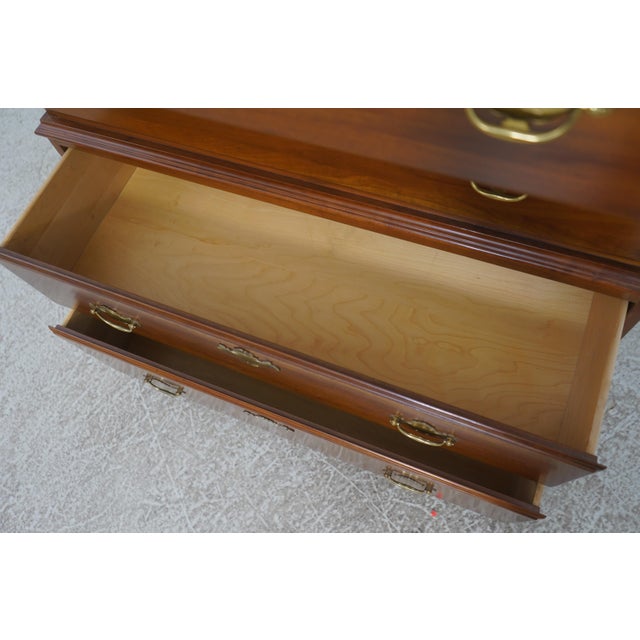 1980s Harden Cherry Triple Stack Chippendale High Chest For Sale - Image 5 of 16