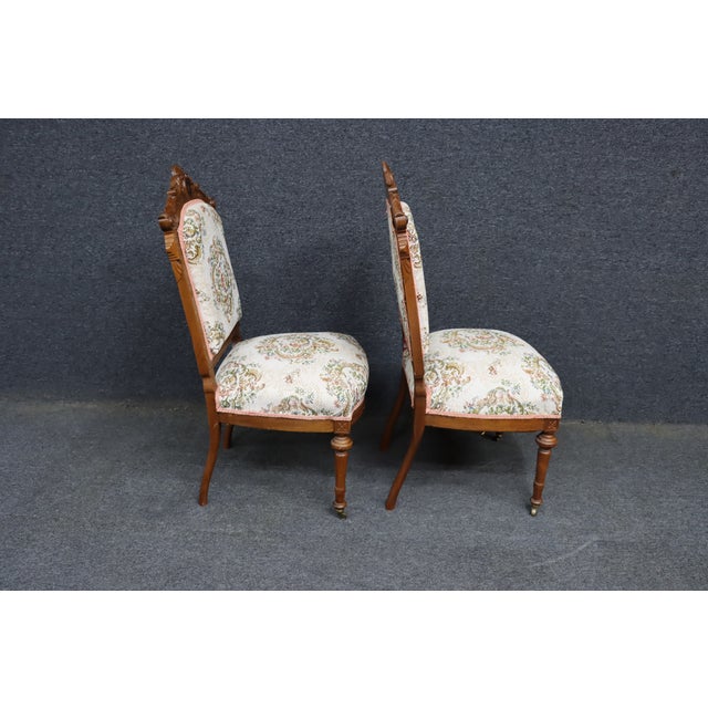 Pair of Victorian Walnut Upholstered Side Chairs, Circa 1880 For Sale - Image 17 of 18