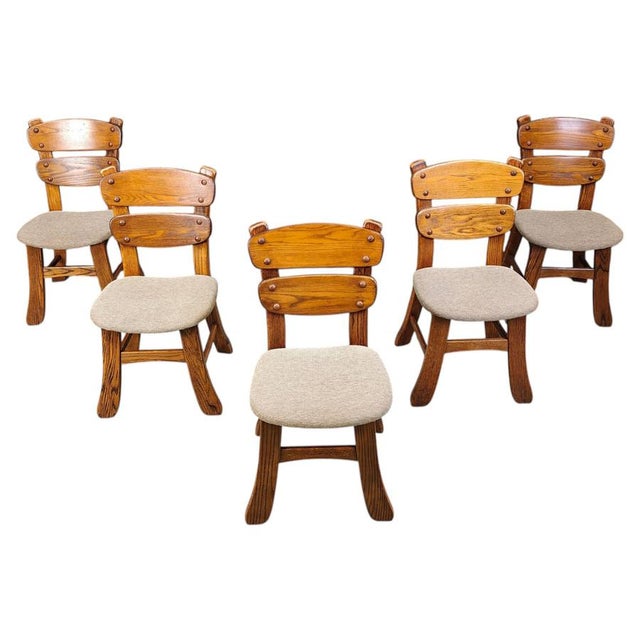 Vintage Brutalist Dining Chairs, 1960s, Set of 5 For Sale - Image 12 of 12