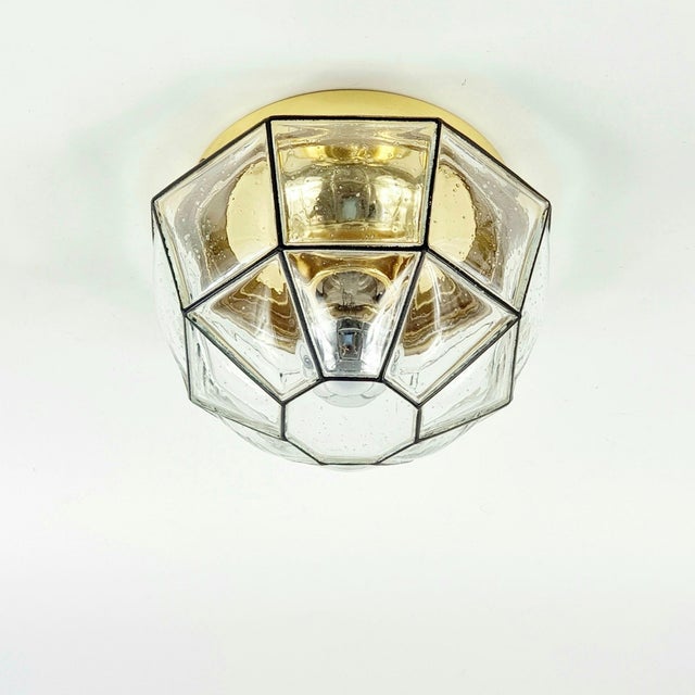 Stunning mid century modern octagonal glass ceiling light/flush mount from limburg, the leading german glass manufacturer,...