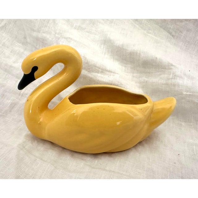 Mid-Century Modern Vintage Bauer Yellow Swan Small Planter For Sale - Image 3 of 4