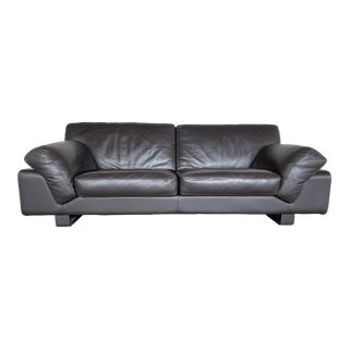 Original Vintage Modern Leather Sofa Lounger by Roche Bobois, Signed For Sale