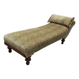 Victorian Leopard Print Chaise Lounge For Sale