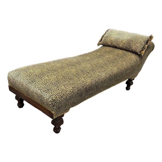 Victorian Leopard Print Chaise Lounge For Sale