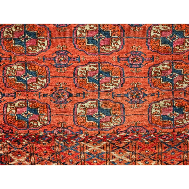 Vintage Turkmen Tekke in Allover Pattern in Red, Navy, Ivory, Blue, Pink For Sale - Image 16 of 18