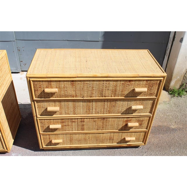 Wood Minimal Drawers in Bamboo, 1950, Set of 2 For Sale - Image 7 of 10