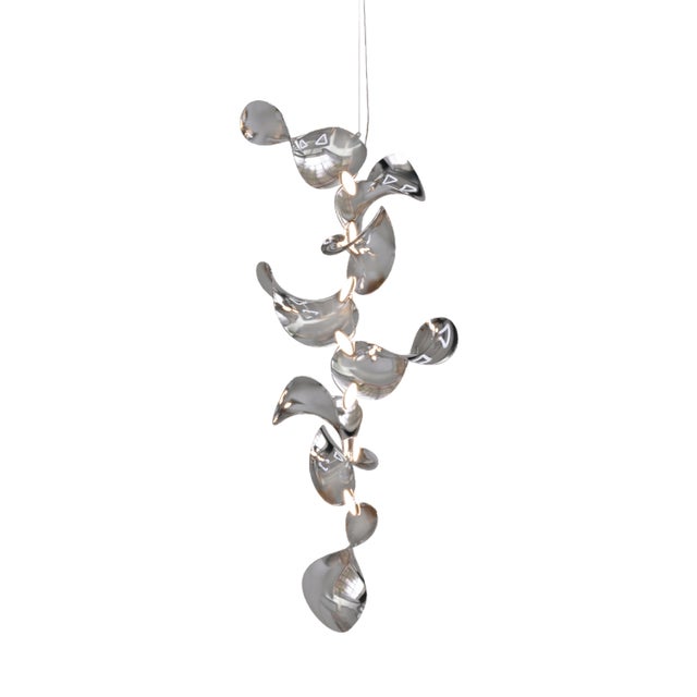 Dune 8 Vertical Cluster Light with Silver Hand Polished Shades by Daniel Becker for Moss Objects For Sale