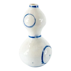 20th Century Japanese Blue and White Double Gourd Chinoiserie Vase