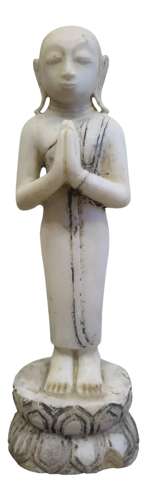 19th Century Burmese Alabaster Buddhist Monk Statue