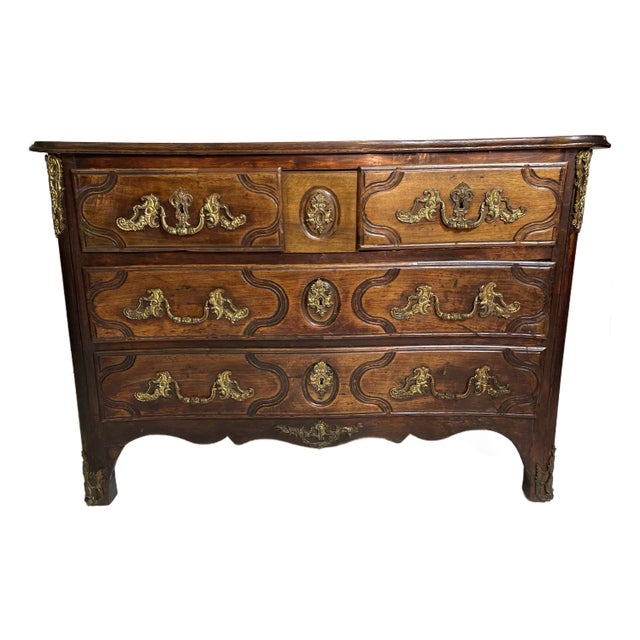 18th Century Early French Commode With Bronze Accents For Sale