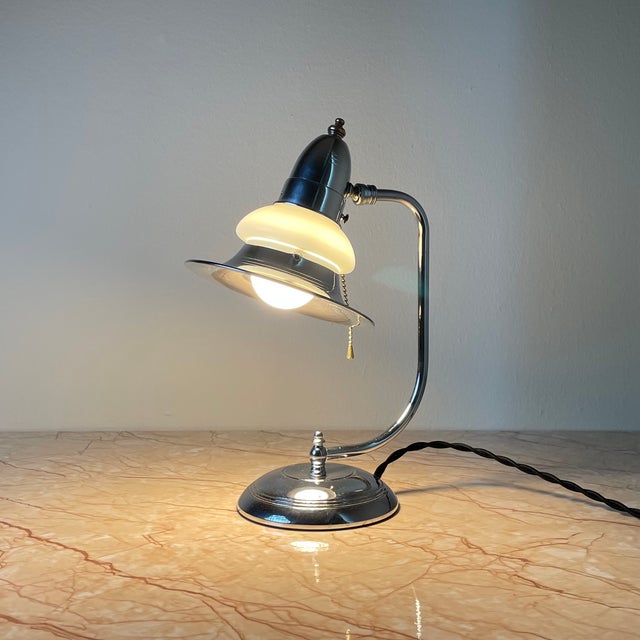 1930s Inset Glass Arched Art Deco Machine Age Chrome Desk Lamp Chairish