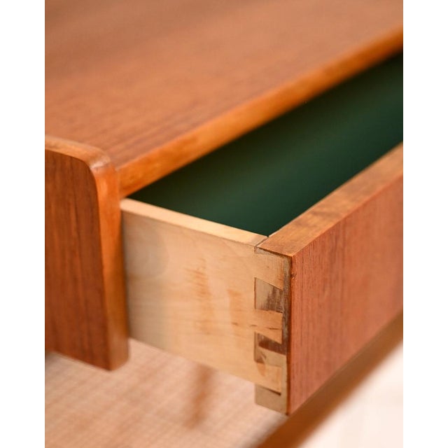 Scandinavian Teak Bedside Table with Rattan Shelf, 1950s For Sale - Image 9 of 13