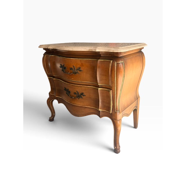 Chestnut Late 20th Century Pair of John Widdicomb Louis XV Style Marble-Top Nightstands For Sale - Image 8 of 16