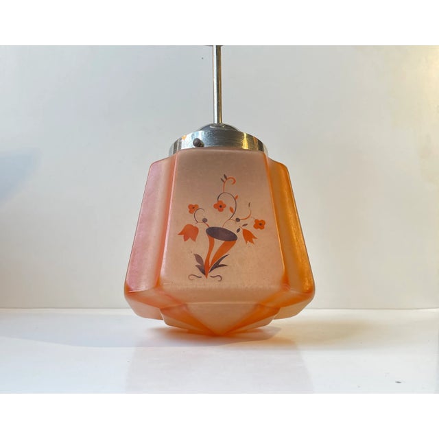 Scandinavian Art Deco Pendant Lamp in Nickel and Colored Glass, 1930s For Sale - Image 10 of 10