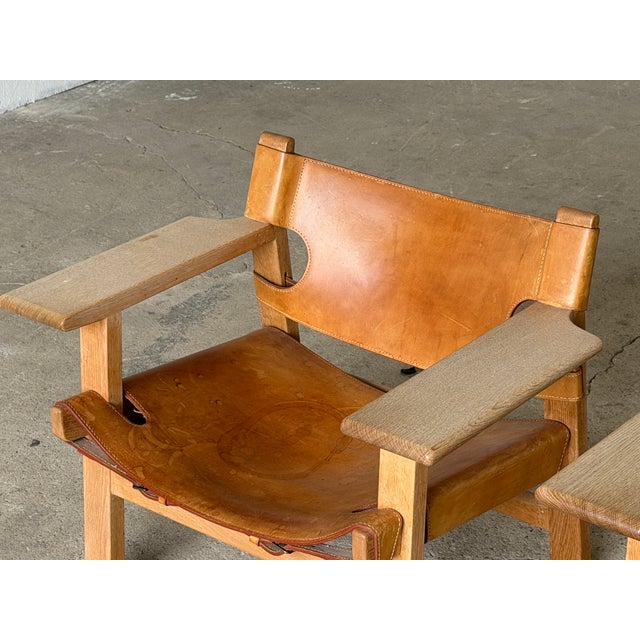 1960s Spanish Chairs by Børge Mogensen for Fredericia Stolefabrik, 1960s, Set of 2 For Sale - Image 5 of 12
