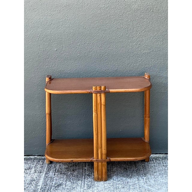 Vintage MCM Rattan Side Table For Sale - Image 4 of 12