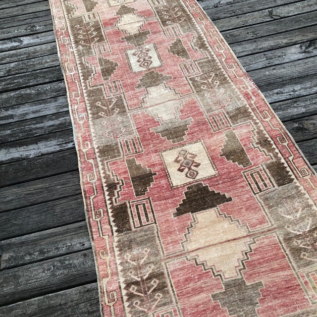 1950s Vintage Turkish Sivas Runner | 3'6" X 13'7" For Sale - Image 5 of 8