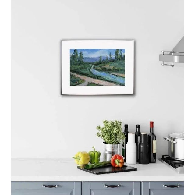 Wood Modern Impressionist Landscape Painting — Swimming Hole For Sale - Image 7 of 7