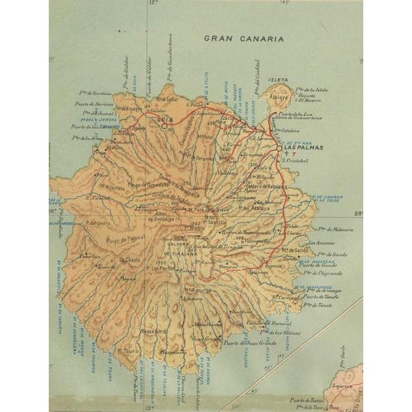 1900 - 1909 Map of Land and Sea in the Canary Islands, 1902 For Sale - Image 5 of 7